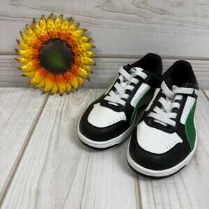 Puma Kids Rebound V6 Black White Green Low Top Sneakers Size 2Y